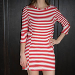 Jcrew red and white stripe dress